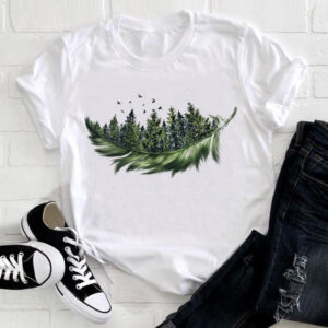 Green Forest Print Short Sleeve Tee T-Shirt
